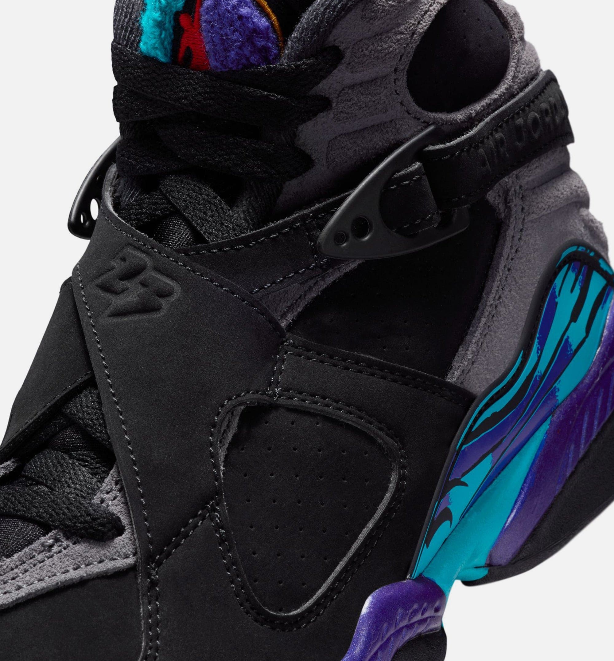 Air Jordan 8 Retro Aqua Grade School Lifestyle Shoe - Black/Multi Color/Bright Concord/Multi Color