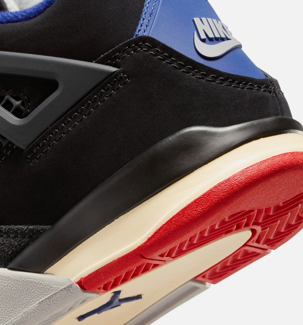 Air Jordan 4 Retro Rare Air Preschool Lifestyle Shoe - Black/Fire Red/Deep Royal Blue