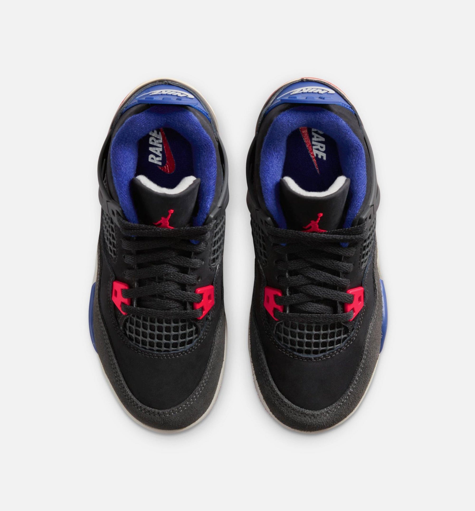 Air Jordan 4 Retro Rare Air Preschool Lifestyle Shoe - Black/Fire Red/Deep Royal Blue