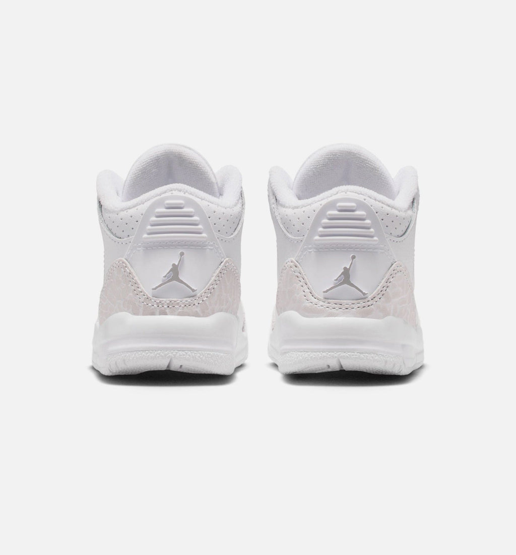 Air Jordan 3 Retro White And Silver Infant Toddler Lifestyle Shoe - White/Metallic Silver