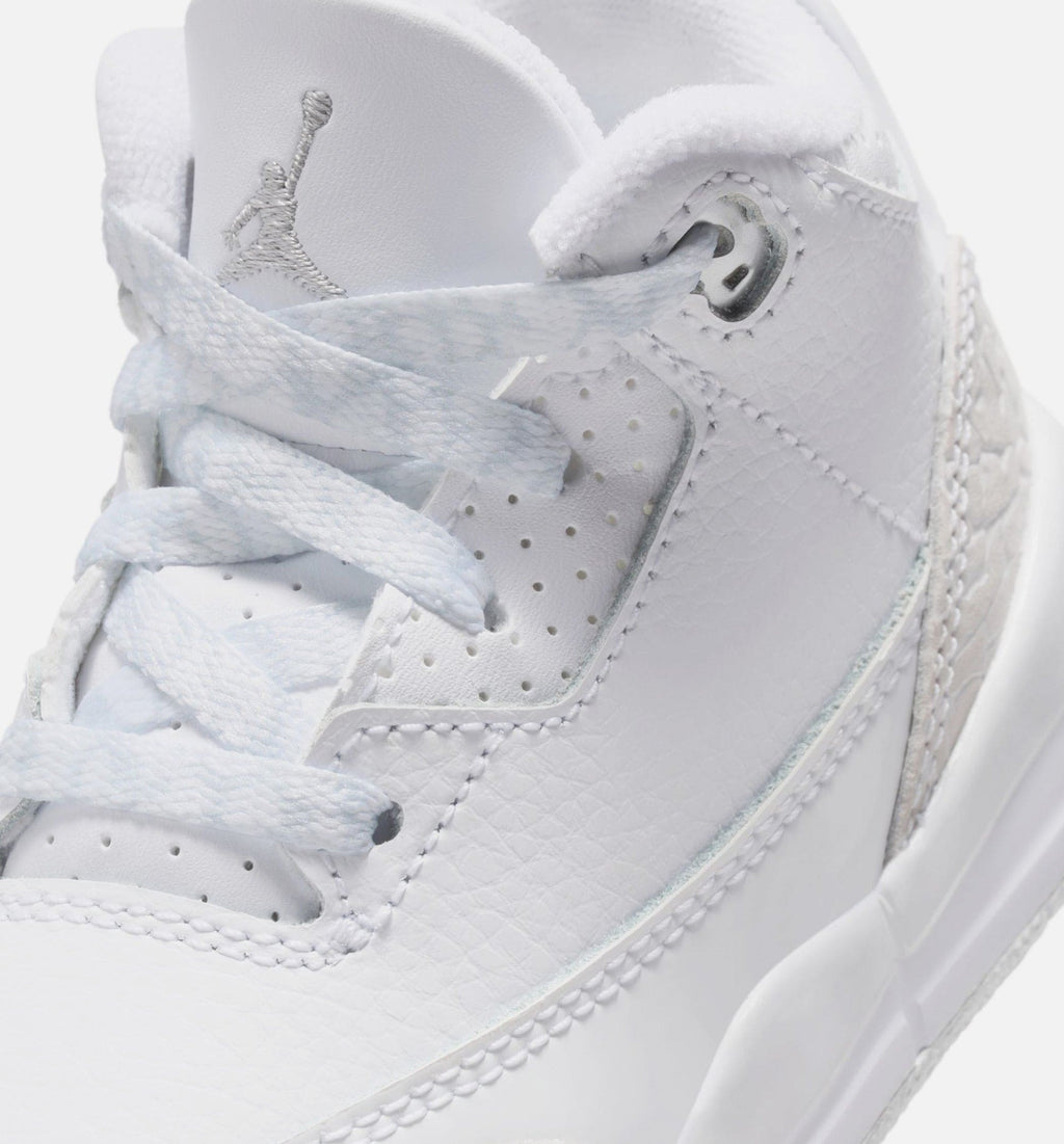 Air Jordan 3 Retro White And Silver Infant Toddler Lifestyle Shoe - White/Metallic Silver
