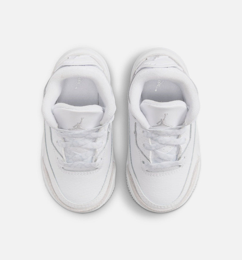 Air Jordan 3 Retro White And Silver Infant Toddler Lifestyle Shoe - White/Metallic Silver