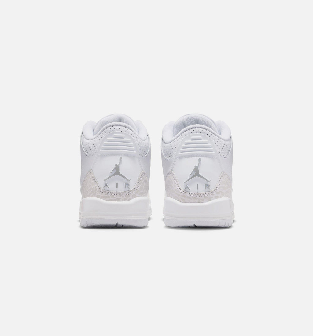 Air Jordan 3 Retro White And Silver Grade School Lifestyle Shoe - White/Metallic Silver Free Shipping