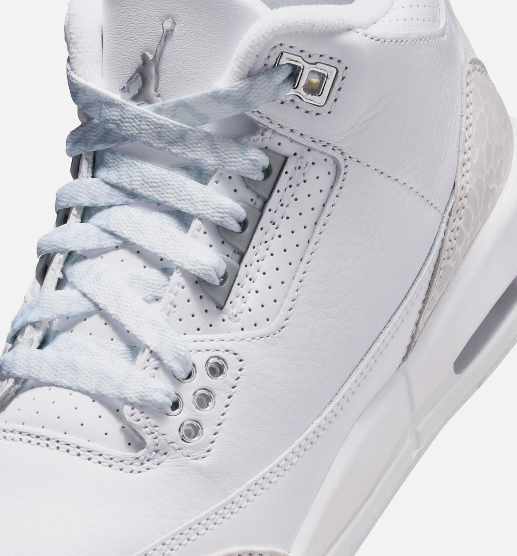 Air Jordan 3 Retro White And Silver Grade School Lifestyle Shoe - White/Metallic Silver Free Shipping