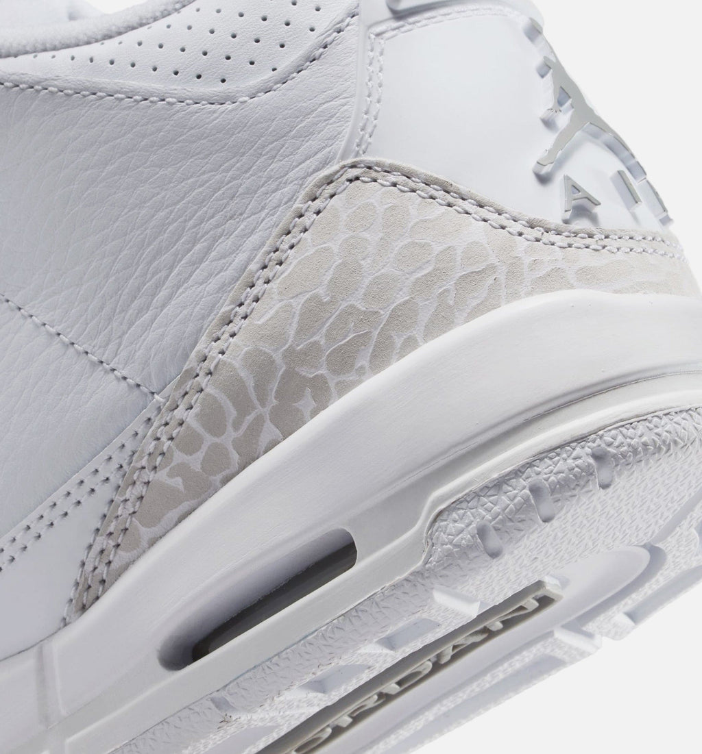 Air Jordan 3 Retro White And Silver Grade School Lifestyle Shoe - White/Metallic Silver Free Shipping